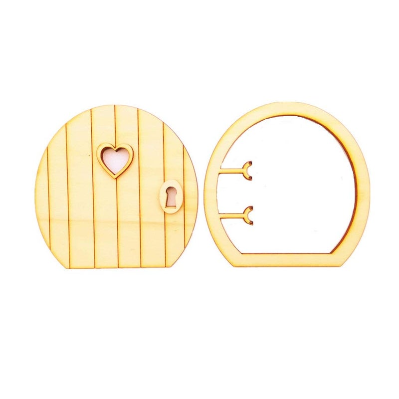 JANOU Wood Fairy Door Miniature DIY Craft Embellishments Wooden Ornaments Decoration Pack 6 Sets - Image 3